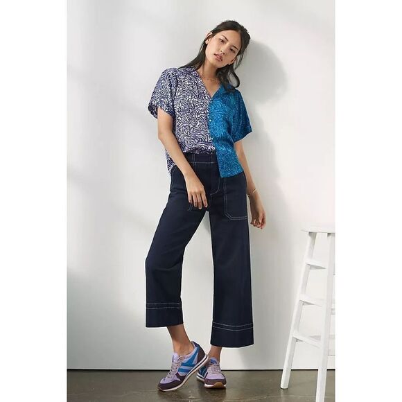 Anthropologie x Tiny Postcard Buttondown Size S - Picture 1 of 8
